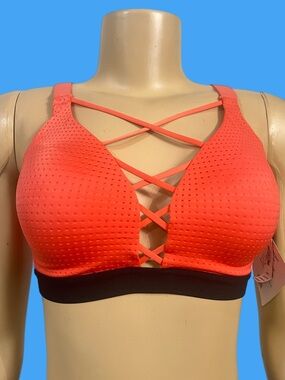 Victoria’s Secret Sport Lightweight Strappy front padded sports bra coral 32C